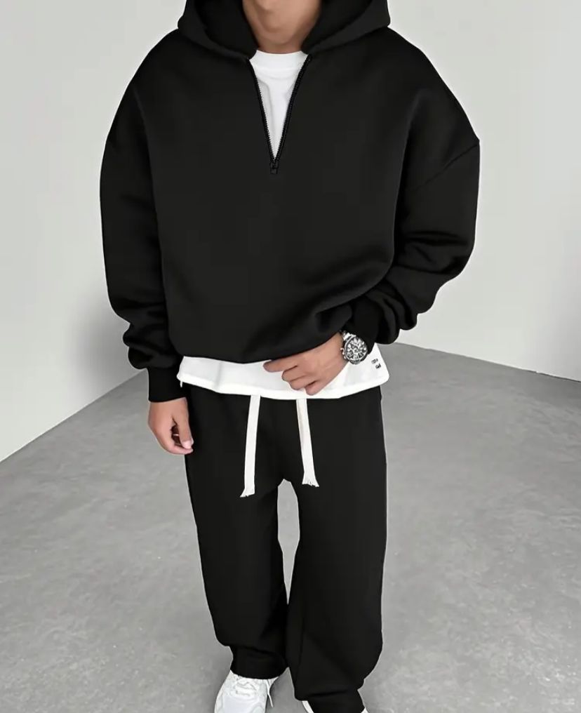 completo felpa con zip e pantaloni outfit termico con dettaglio zip set di 3 colori
