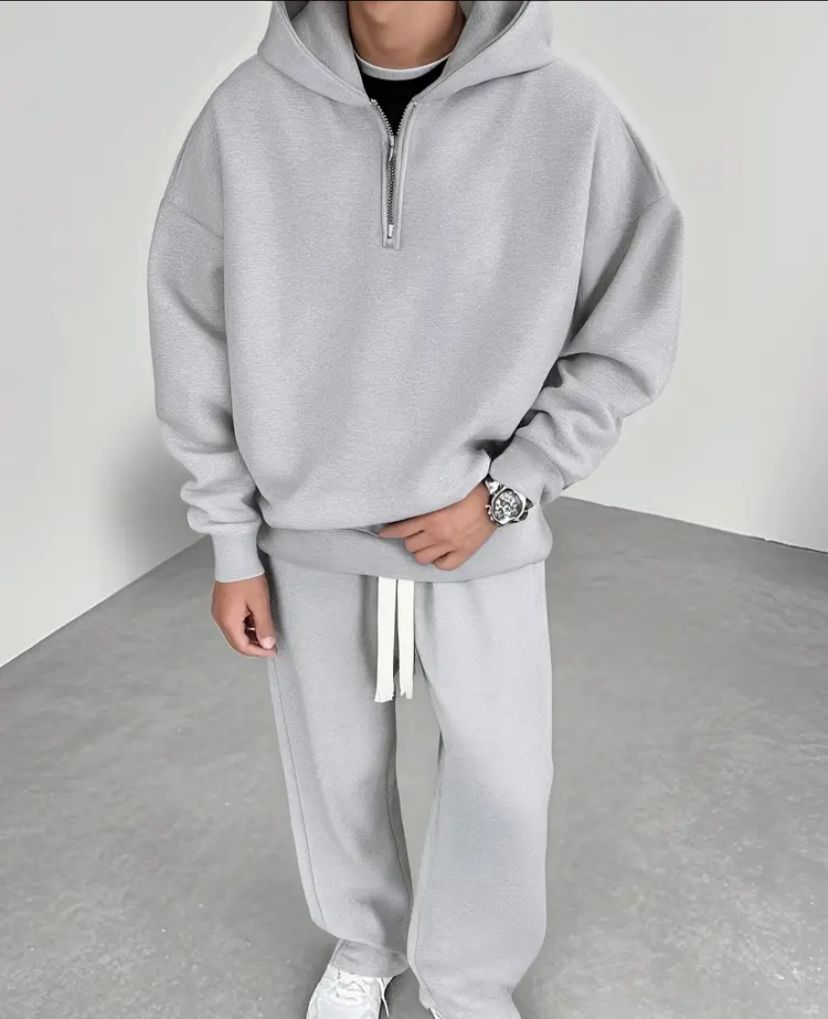 completo felpa con zip e pantaloni outfit termico con dettaglio zip set di 3 colori